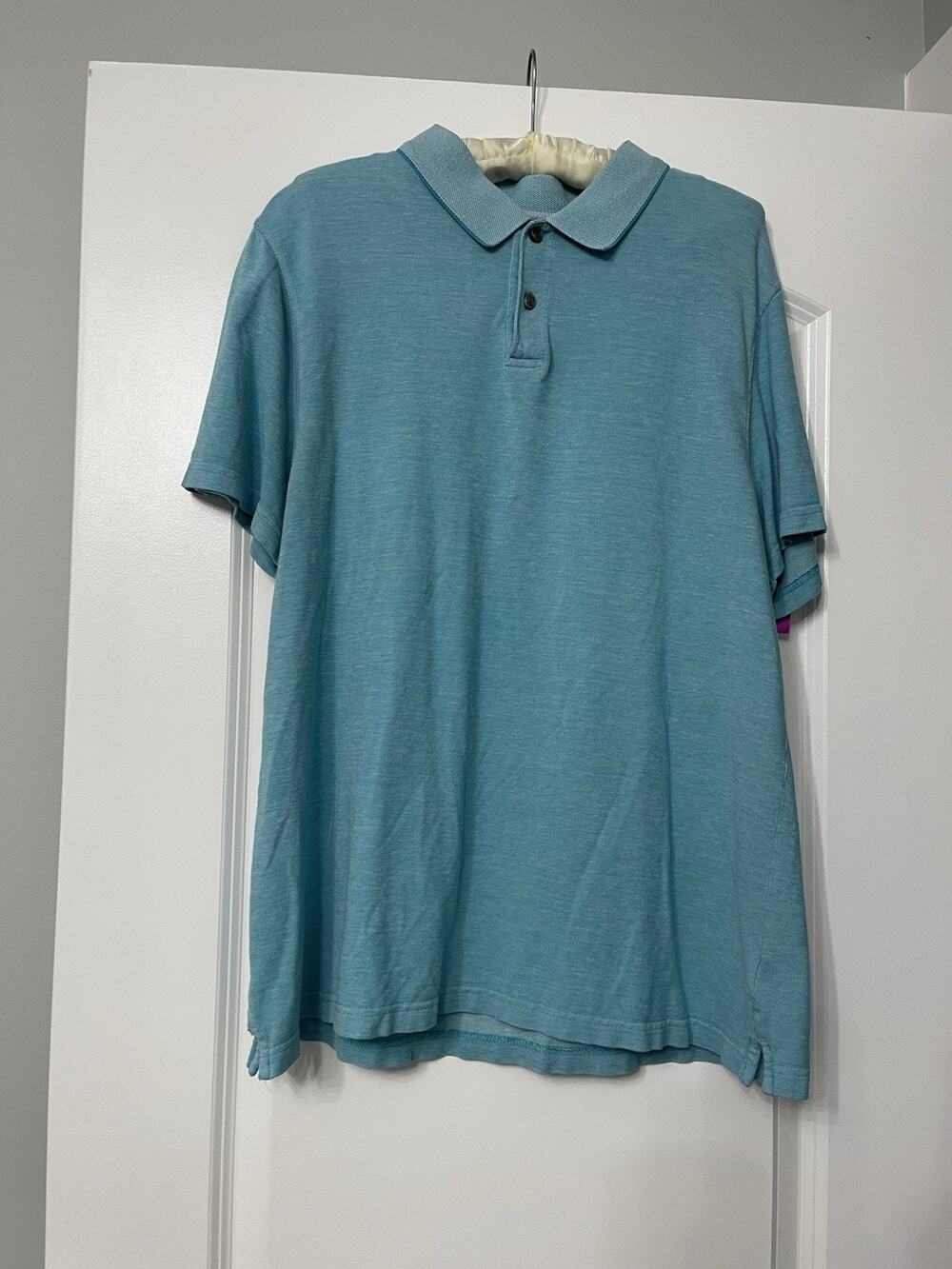 Tasso Elba Men's Turquoise Blue Cotton Short Sleeve Knit Polo Shirt Size L